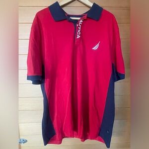 Nautica Polo Shirt Men’s  Red Short Sleeve Spell Out Athleisure XXL
